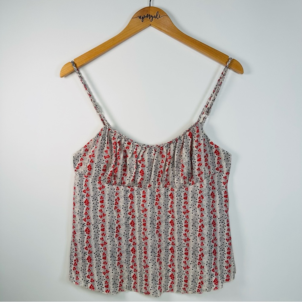 Free People Intimately Striped Hearts Printed Cami Tank Top Cream Red Medium